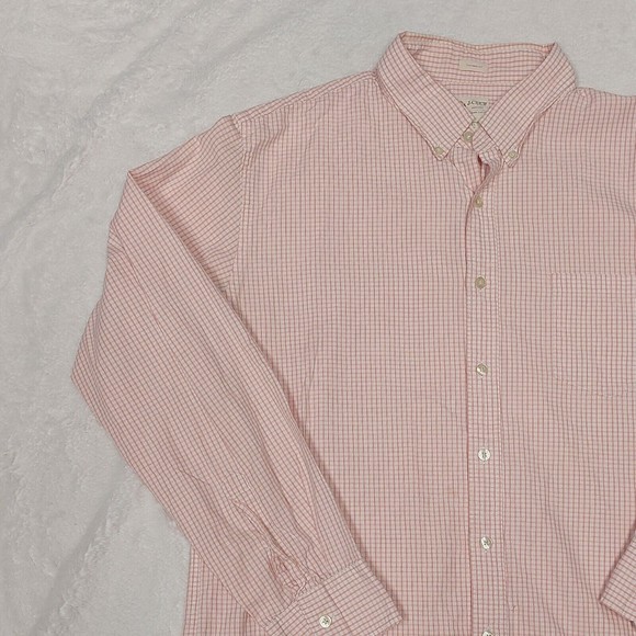 J Crew Shirt Men's Size XL Orange White Plaid Button Down Long Sleeve Casual - Picture 2 of 12